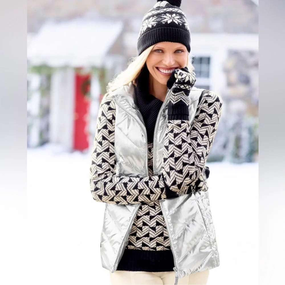 Talbots silver Quilted puffer Vest large - Picture 2 of 9